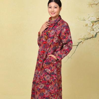 China Anti Wrinkle Traditional Chinese Winter Coat , 100% Cotton Long Chinese Coat for sale