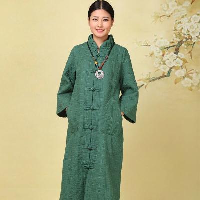 China Elegant Cotton Long Embroidered Coat , Traditional Chinese Jacket Women for sale