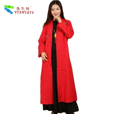 China 100% Cotton Long Chinese Coat , Soft Women Custom Embroidered Winter Jackets for sale