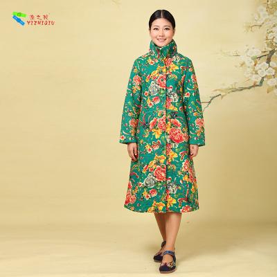 China Douane van de Katoenen de Dames de Winterkleding snakken het Opgevulde Patroon van de het Etiketbloem van de Winterlagen Groene Te koop