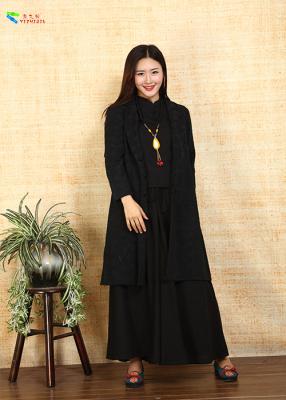 China Long Sleeves Black Chinese Style Ladies Jackets , Female Cotton Jacket Coat for sale