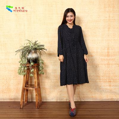 China Vintage Ladies Long Sleeve Dresses Plus Size Notched Collar For Spring / Autumn for sale