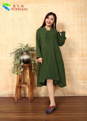 China Cotton Chinese Style  Long Sleeve Maxi Dress for sale