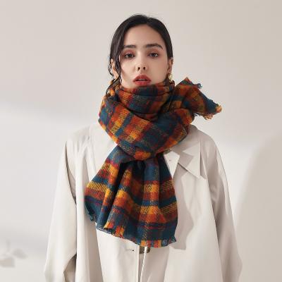 China Wholesale new warm shawl autumn and winter long fashion plaid women's 2021 medium cashmere western scarf scarf for sale