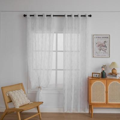 China Modern hot selling hotel polyester window silver foil printed sheer curtains for bedroom window for sale