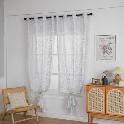 China 2022 Modern High Quality Durable Grommet Bedroom Window Printed Sheer White Curtains for sale