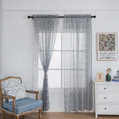 China Factory Modern Living Room Cheap Window Soft Porcelain Soft Polyester Printed Sheer Curtains For Home Manufactured for sale