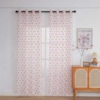 China Factory Wholesale Custom Durable 2022 Grommet Soft Red Dot Window Sheer Curtain For Bedroom for sale