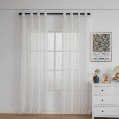 China Modern high quality cheap custom made polyester single window pure white living room curtain for sale