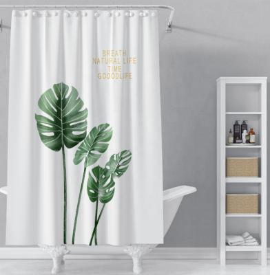 China Stocked 2022 Bathroom Wholesale Polyester Grommets Factory Printing Waterproof Shower Curtains for sale