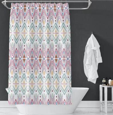 China Best Stocked Selling New Fashion Rust Proof Polyester Retro Printing Bath Shower Curtains for sale