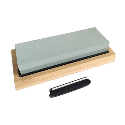 China Sustainable Japan Premium Grade 400/1000 Water Knife 2 Sides Sharpening Stone Set With Bamboo Base for sale