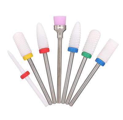 China Finger Nail Art Amazon Hot Sale 2.35mm Leg 7pcs/set Ceramic Nail Drill Bit Polishing Nail Burr Kit for sale