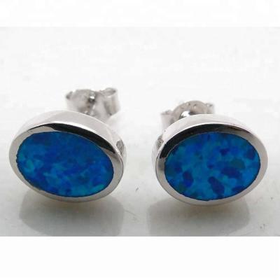 China Fashion Opal Jewelry Earrings Free Shipping 100% 925 Sterling Silver 8*10mm Oval Opal Stud Earring In Stock for sale