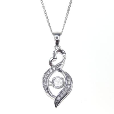 China Diamond Rhythm of the Heart in Running Dance Diamond Zircon Pendant 925 Sterling Silver Pendant Necklace for sale