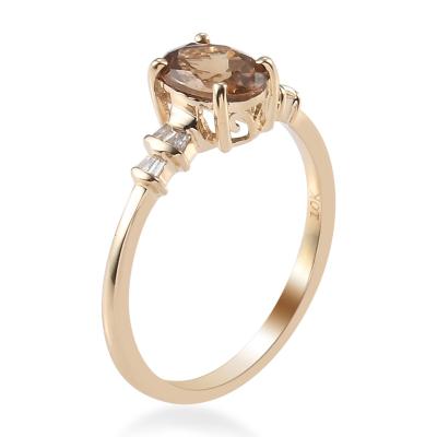 China 925 Natural Coffee TRENDY CZ Ring Jewelry Solid 10K Rose Gold Engagement Ring of Sterling Silver 1.32 Ct for sale