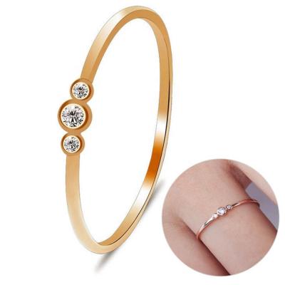 China Solid Gold Jewelry 2019 New Fashion Solid Gold Women's Simple Crystal Diamonds Ring Wedding Band Rings 3 for sale