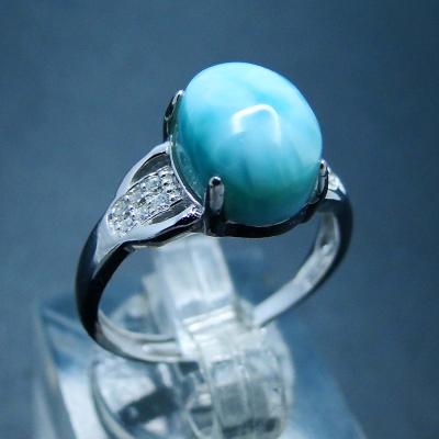 China Silver 25 Oval Stone Women Ring Size Adjustable Sterling Silver Wedding Rings Jewelry Vintage Ring Larimar for sale