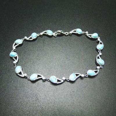 China Sterling Silver Larimar Tennis Bracelet 925 Jewelry Natural Larimar Bracelet Larimar Bracelet For Women for sale