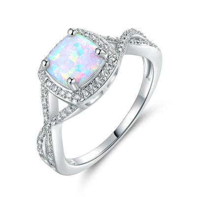 China Wholesale FASHIONABLE White Fire Opal Jewelry Engagement Ring from 925 Sterling Silver Synthetic Opal Jewelry for sale