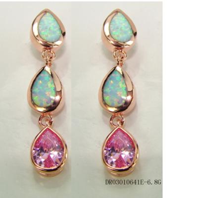 China advance & Nickelez Rose Goldd Plated Free 925 Sterling Silver Pear Cut Pink Topaz Fire Opal Teardrop Drop Earrings for sale