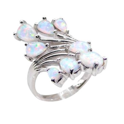 China FireOpal Jewelry Amazon Hot Sale 925 Sterling Silver Synthetic White Opal Wedding Ring for sale