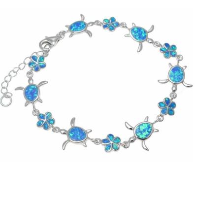 China Nickel Free Fashion Fire Opal Bracelet Tortoise Synthetic Opal Bracelet Opal Plumeria Flower Bracelet for sale