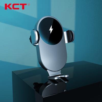 China KCT Adjustable Factory 15W Air Vent Charger Cell Phone Direct Fast Charging Auto Fastening Wireless Holder For Car for sale