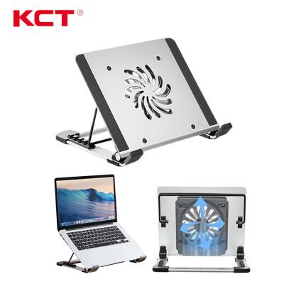 China 2 PORTS USB +speed Controller KCT Factory Direct Selling Portable Aluminum Foldable Laptop Stand Notebook Cooling Pad With Cooler Fan for sale