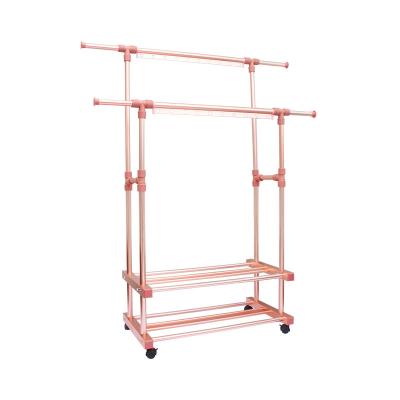 China Behind Doors/On Walls Multifunctional Bold Steel Double Rod Clothes Drying Rack Tube Clothes And Shoes Display Rack for sale