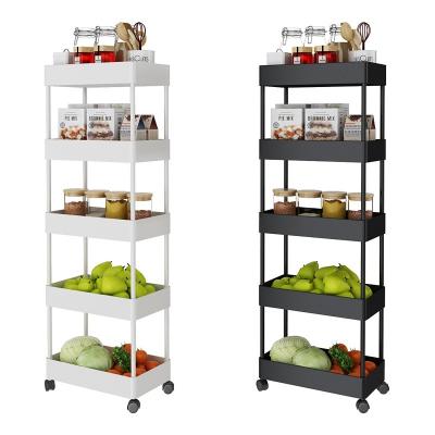 China Creative High Quality Kitchen Narrow Slot Rack 5 Layer Trolley Bathroom Storage Plastic Racks And Holders for sale