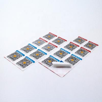 China Unique Digital Barcode QR Code Adhesive Labels Security Barcode Tamper Evident Destructible Label Printing Custom Stickers Sticker for sale