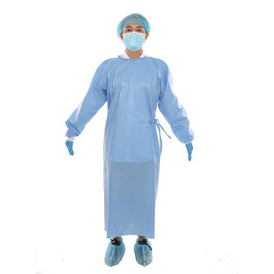 China Medical Ready To Ship Medical EN 13795 Aami Level 2 Sms Sterile Surgical Gown With Knit Cuffs for sale