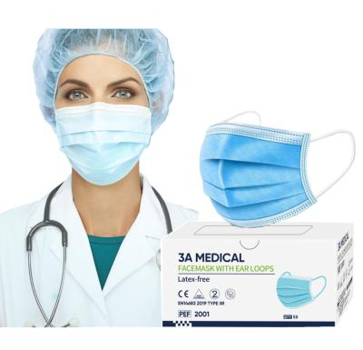 China Medical Disposable Face Masks 3-Ply Surgical Non Woven Face Mask for sale