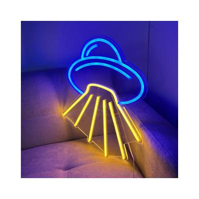 China Hot Sale Decorative Led Neon Lights in Cartoon Flying Saucer Custom Neon Sign Theme Park Scenic Sign for Kid's Bedroom Decor for sale