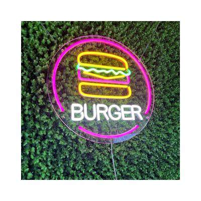 China Theme Park Scenic Sign Most Popular Hamburger Logo Neon Light Customized Acrylic Led Advertising Sign For Shop Decoration for sale