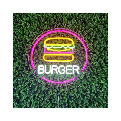 China New Design Hamburger Scenic Custom Neon Letter Logo Advertising 12V LED Neon Light Shop Sign Theme Park Sign Acrylic Sign for sale