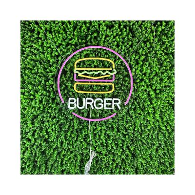 China Theme Park Scenic Sign Most Popular Hamburger Neon Light Letters Custom Hamburger Logo Neon Sign LED Neon Lights For Shop Decoration for sale