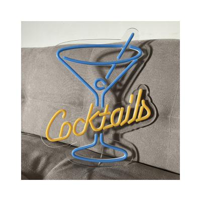 China Scenic Creative Design Cocktail Theme Park Glass Neon Sign Wall Mounted Custom Letters Led Neon Sign Light for sale