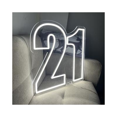 China Custom Scenic 3D LED Neon Sign Light Maker Number 20 Sign Theme Park Acrylic Open Neon Sign For Wall Decorate for sale