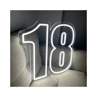 China Theme Park Sign Factory Supply Chinese Custom Number 18 Light Electronic Led Neon Signs for sale