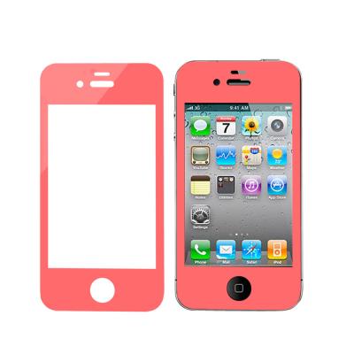 China Pink Anti Explosion Colored Tempered Glass Screen Protector for iPhone 4 4s for sale