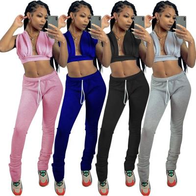 China Good quality QUICK DRY stacked pants shapes 2 piece pants set two piece set 2021 women clothing for sale