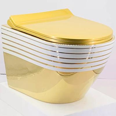 China Double-flush bathroom plated luxury style gold with white lavatory for sale