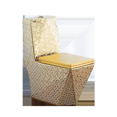 China Double-Flow Ceramic Sanitary Ware Commode Golden Bathroom Toilet for sale