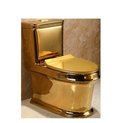 China Double-Flow Color Gold High Quality Bathroom WC One Piece Toilet Bowl for sale