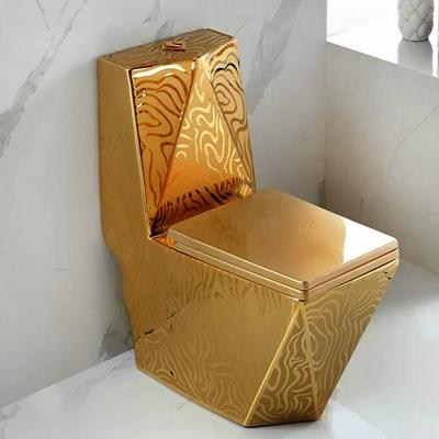 China Double-flow Style Royal Diamond Shape Gold Sanitary Toilet Bowls for sale