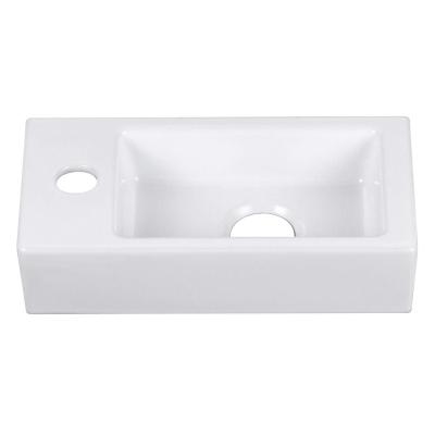 China Modern Mini Rectangular Shaped Wall Hung Porcelain Sink Basin Without Overflow Bathroom Sinks For Sale for sale