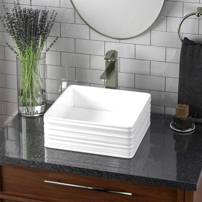 China Modern Rectangular Bathroom Decorative Outdoor Vessel Sink Modern Ceramic Porcelain Vanity Basin for sale