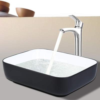 China Hot Modern Popular Luxury Square Bathroom Bowl Sink Countertop Ceramic Wash Basin for sale